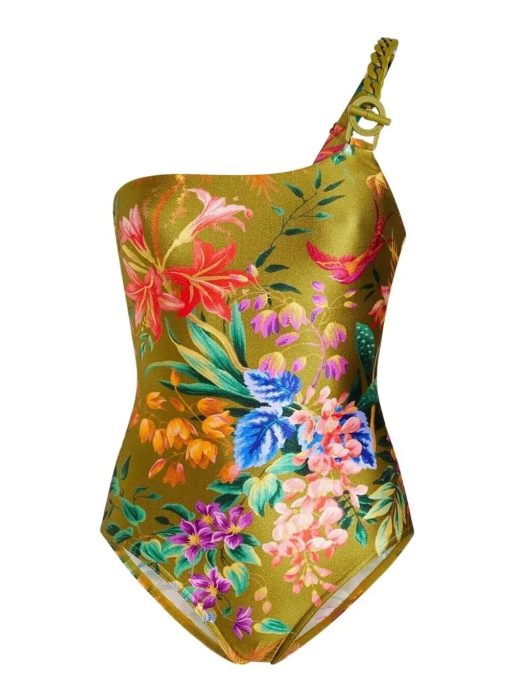 ZIMMERMANN Tropicana Asym Green Floral 1PC Swimsuit ZMN Sz 1 / US 4-6